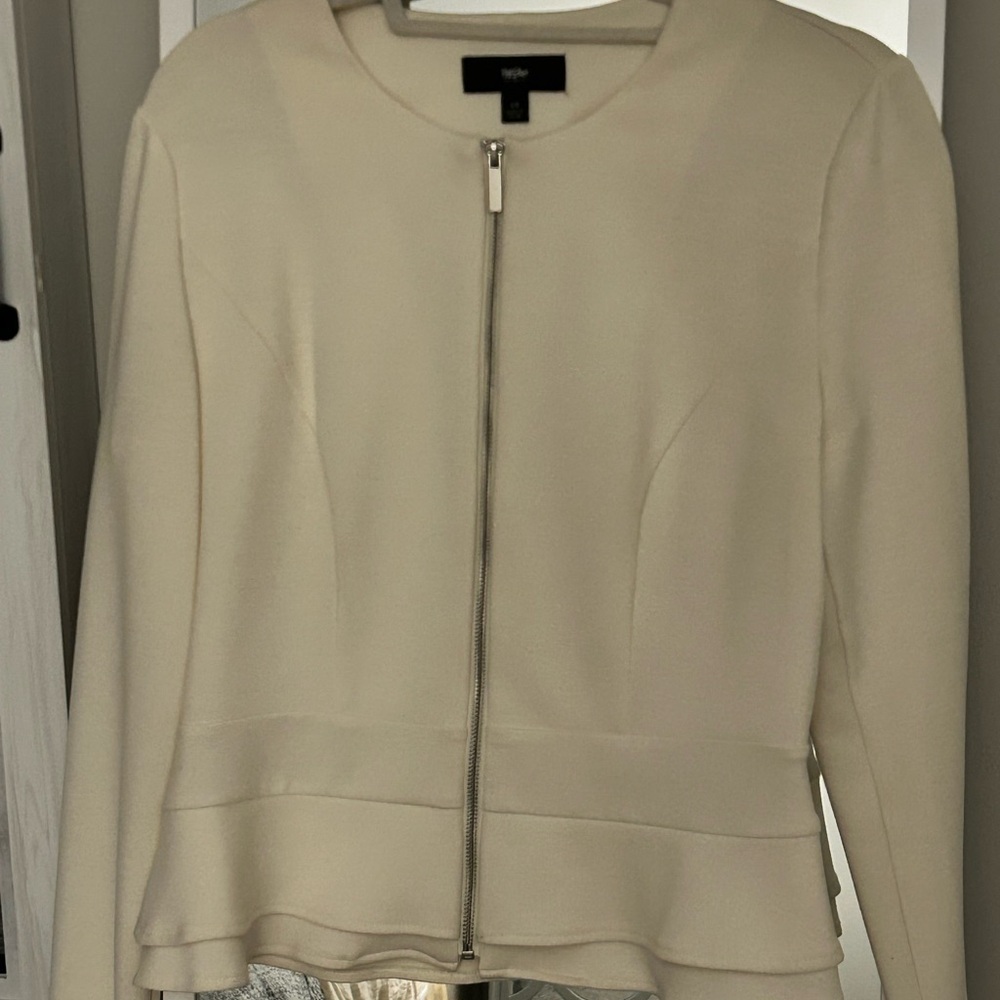 Tahari Cream Women's Zip-Up Blazer